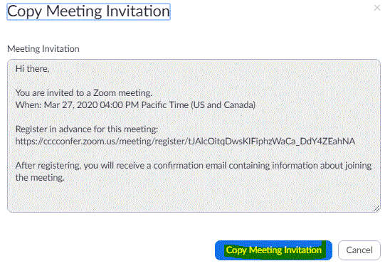 Copy Meeting Invitation