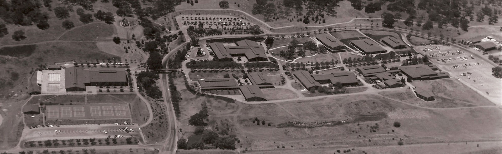 historical aerial photo of campus