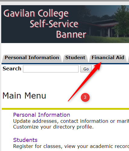 sample financial aid tab