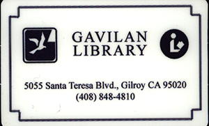 Example of a Gavilan College Library Card