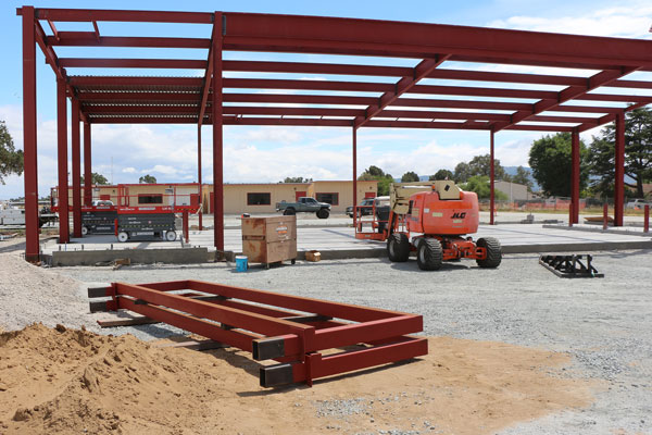 hangar under construction in June 2016