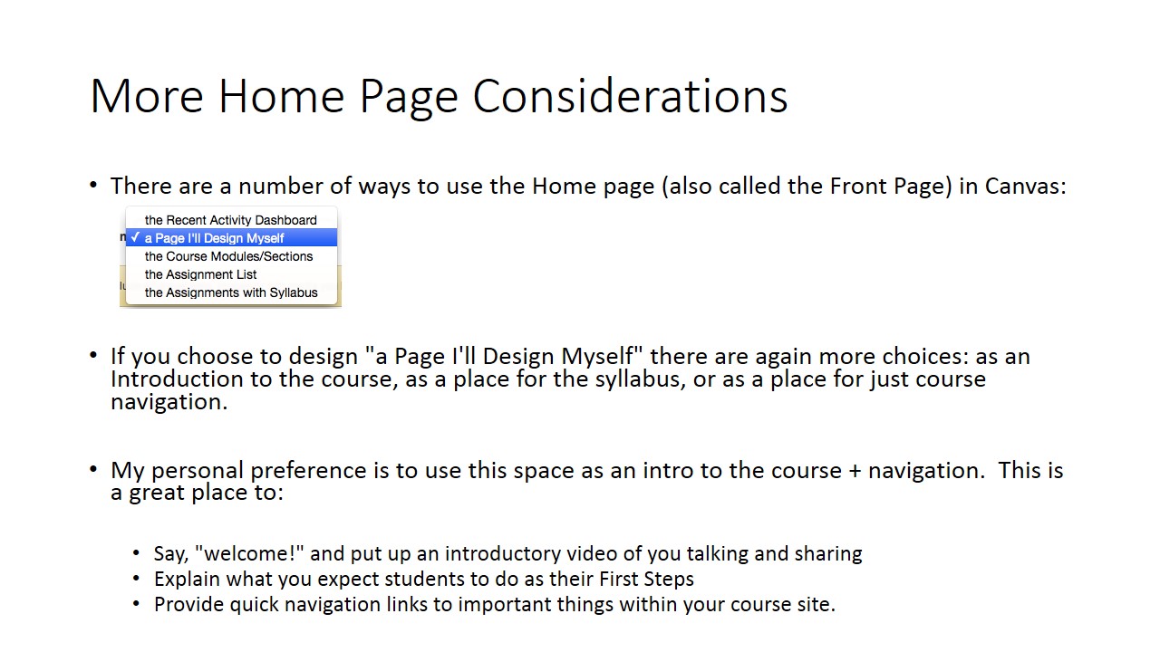 More home page considerations