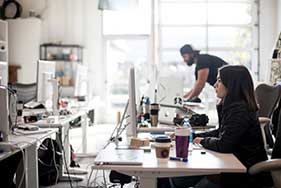 woman working at desk