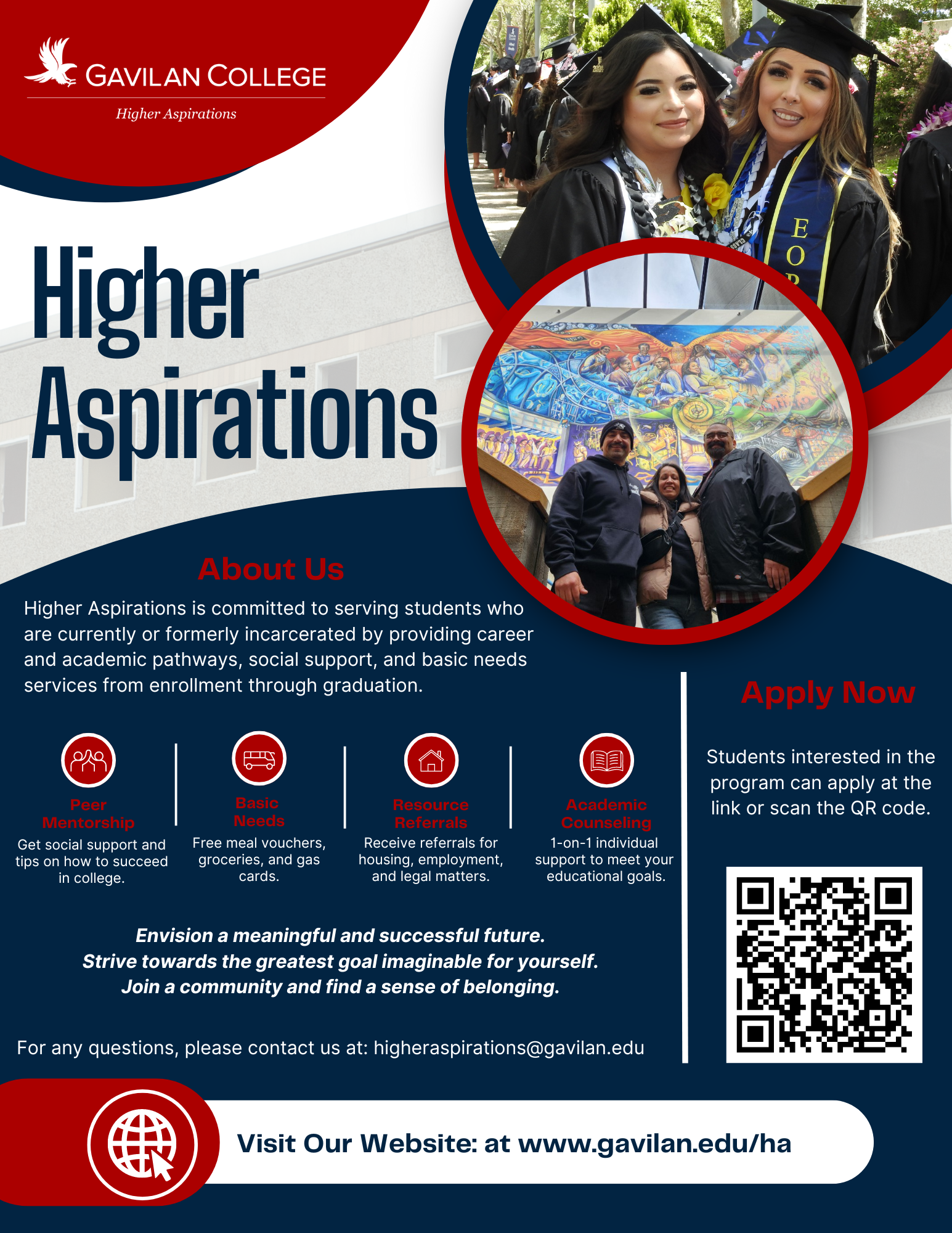 Higher aspirations program flyer.