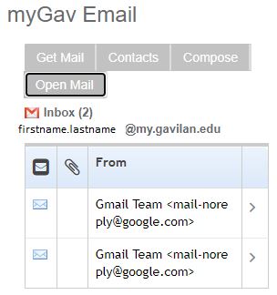 Working email on myGav