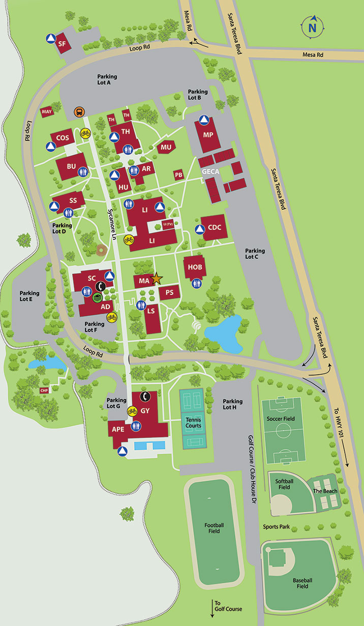 A map of the Gavilan Gilroy campus.